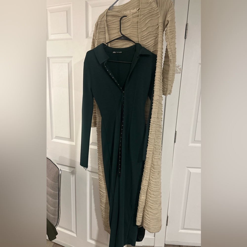 Zara Dark Green Long Sleeve Dress